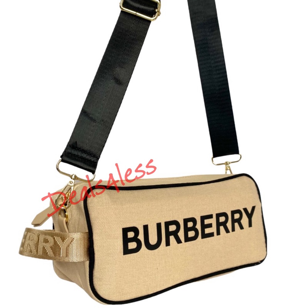 Burberry Crossbody Bag Pouch Dopp Kit Shaving Case Toiletries Gold Travel Tan - Picture 3 of 8